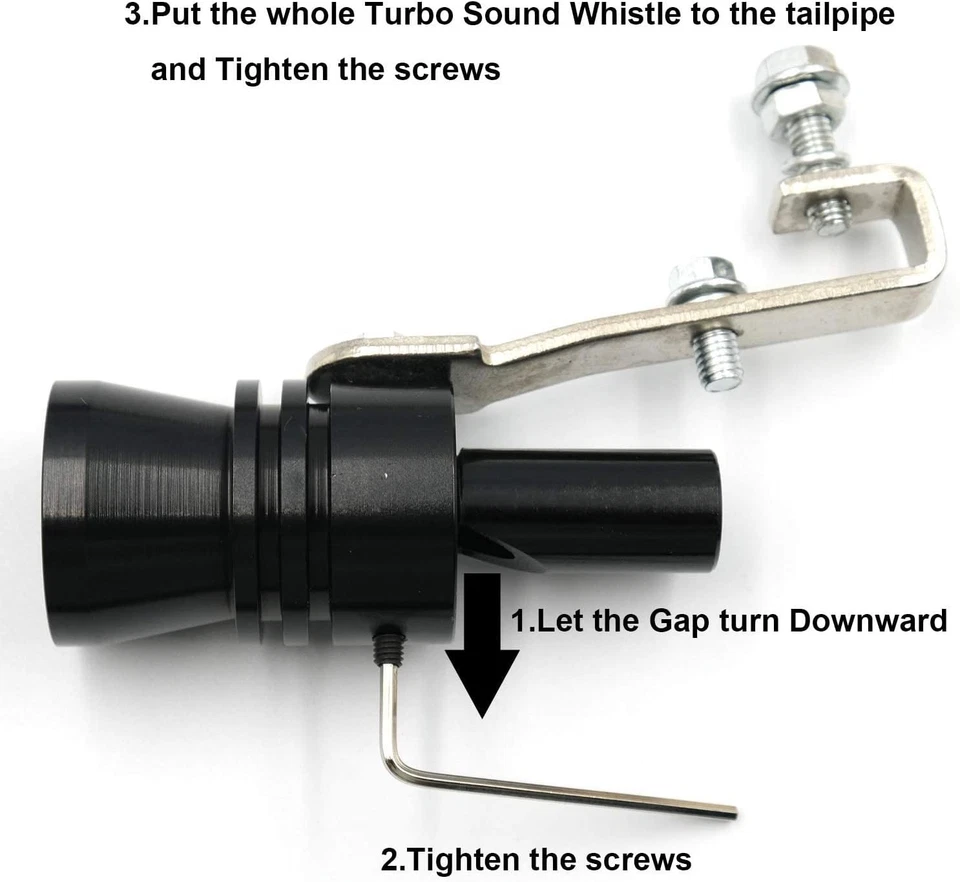 Car Turbo Sound Muffler Exhaust Pipe Oversized Roar Maker Loud Whistle Black XL - image 3 of 4