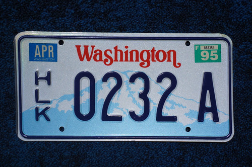 1995 Washington State HULK License Plate