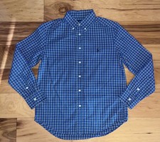 RALPH LAUREN BOYS BLUE PLAID BUTTON DOWN SHIRT SIZE 10-12 EXCELLENT COND LD
