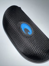 Costa Del Mar Sunglass Hard Zip Up Clam Shell Case Black Blue Logo