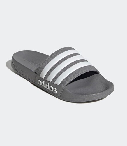 Adidas Mens Adilette Shower Locker Slide Shoe Water Sandal Gray/White M9/W10 - Picture 6 of 8