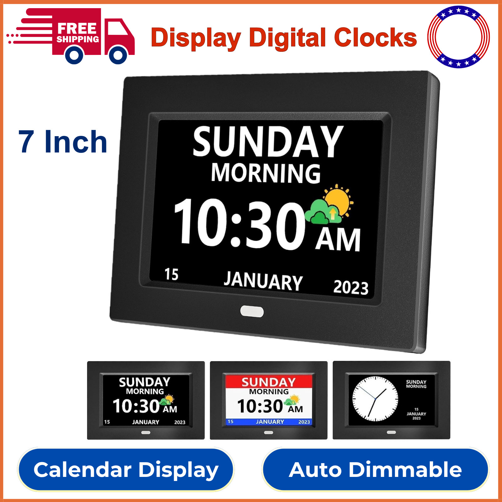 With Day And Date For Elderly Large Display Digital Clocks 12 Alarm