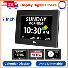 7 Inch Clock With Day And Date For Elderly Large Display Digital Clocks 12 Alarm