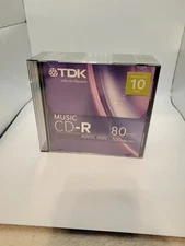 TDK CD-R 700MB 80 min 10 CD's  Factory sealed MUSIC Recordable Inscriptible