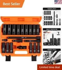 Impact Socket Set 1/2-Inch Drive Metric 20pcs with Ratchet Extension Tools