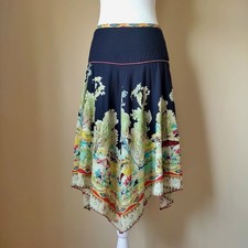 Vintage 80/90 L'apogee Flared Skirt Novelty Black Sequins Print Cottage Boho M/L