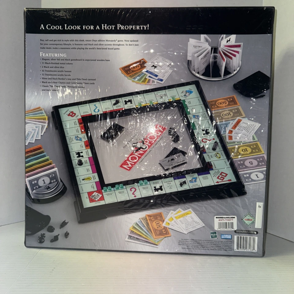 НОВАЯ Монополия ОНИКС ДЕРЕВЯННЫЙ ЧЕРНЫЙ И СЕРЕБРИСТЫЙ ЭЛЕГАНТНЫЙ ДЕРЕВЯННЫЙ Выпуск Игра Запечатанная Новая в коробке - Изображение 2 из 2