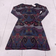Nally & Millie Dress Womens Medium Multicolor Geometric Sweater Knit A Line