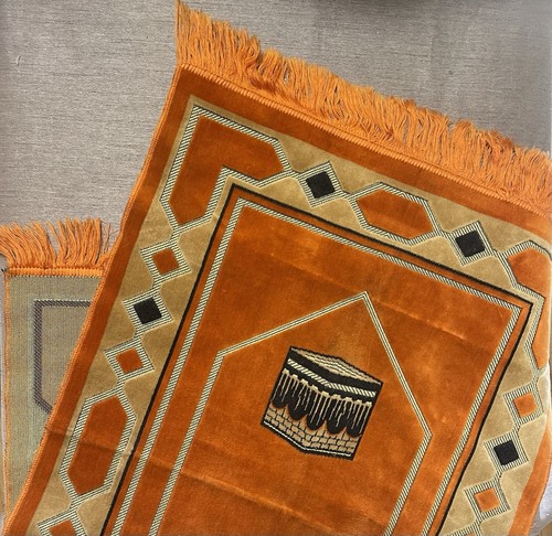 Prayer Mat Makkah Design Made In Turkey Midi Rug With Fringe 47” x 25” Orange
