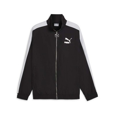 PUMA T7 Oversized Woven Full Zip Track Jacket Mens Black Casual Athletic Outerwe