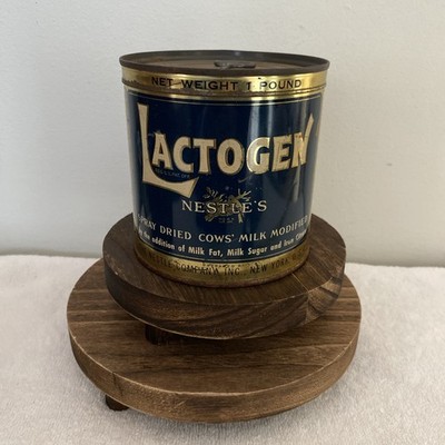 1940s Lactogen Nestle Powder Cow Milk Tin Can Key Wind Unopened NOS Full Read