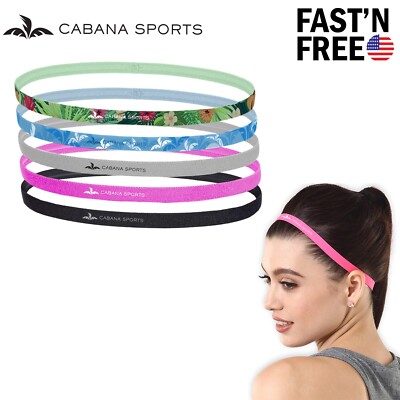 5 Pack Thin Elastic Sport Headband Fitness Moisture Wicking Sweatband
