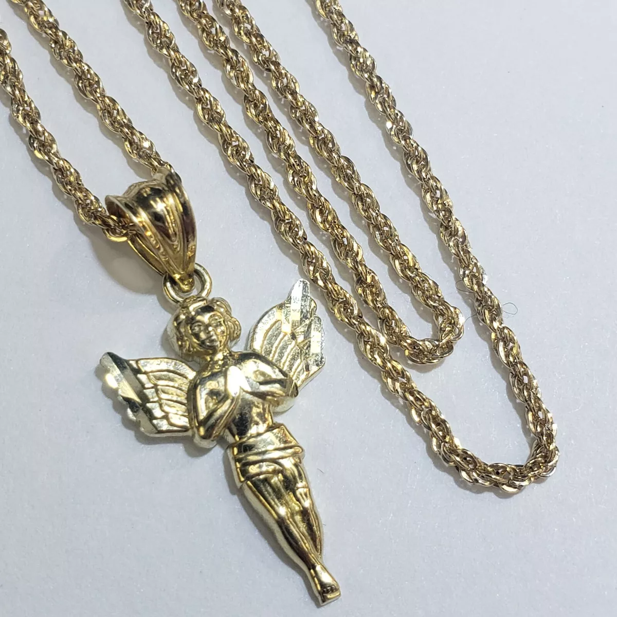 Gold rope chain 2024 with angel pendant