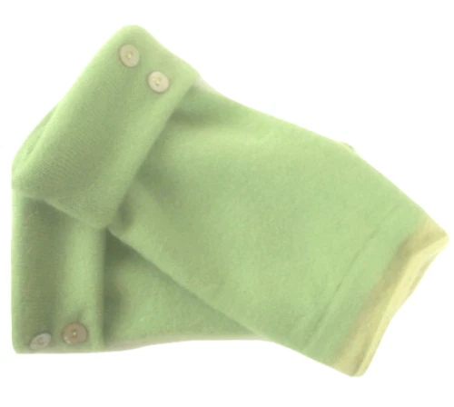 FINGERLESS GLOVES GREEN 100% CASHMERE M - L MEDIUM - LARGE MITTS WOMEN'S LADIES