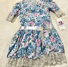 Miss Quality Vintage Floral Cotton Lace Trims Girls Dress Size 6X
