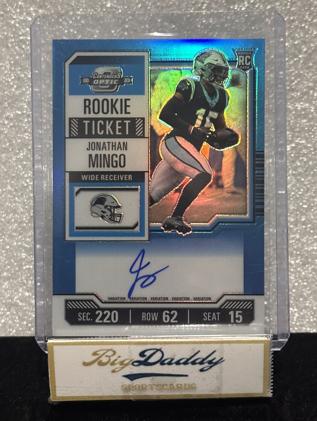 2023 Panini Contenders Optic JONATHAN MINGO RC Rookie Ticket AUTOGRAPH BLUE #/75