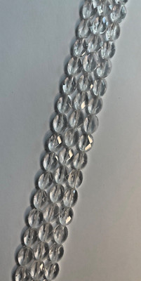 ONE STRAND 15.5'' OVAL FACETED FLAT 14X10X4 MM  GENUINE CRYSTAL QUARTZ  WHOLESALE