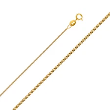 14k Real Yellow Gold 0.9 mm Pendant Curb Chain Necklace - 16 to 18 Inches