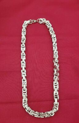 8''--44'' STAINLESS STEEL SILVER 8MM  BYZANTINE TURKISH  BOX  CHAIN NECKLACE