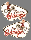 Set of 2 Retro Stickers Pin Up Small Old School Motorcycles Stickers Vintage #8