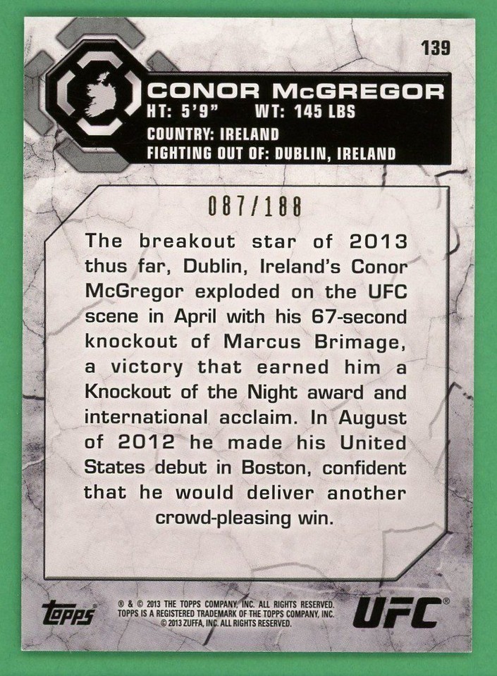 CARTE RÉFRACTEUR ROUGE Conor McGregor 2024 Topps chrome UFC Supergiant
