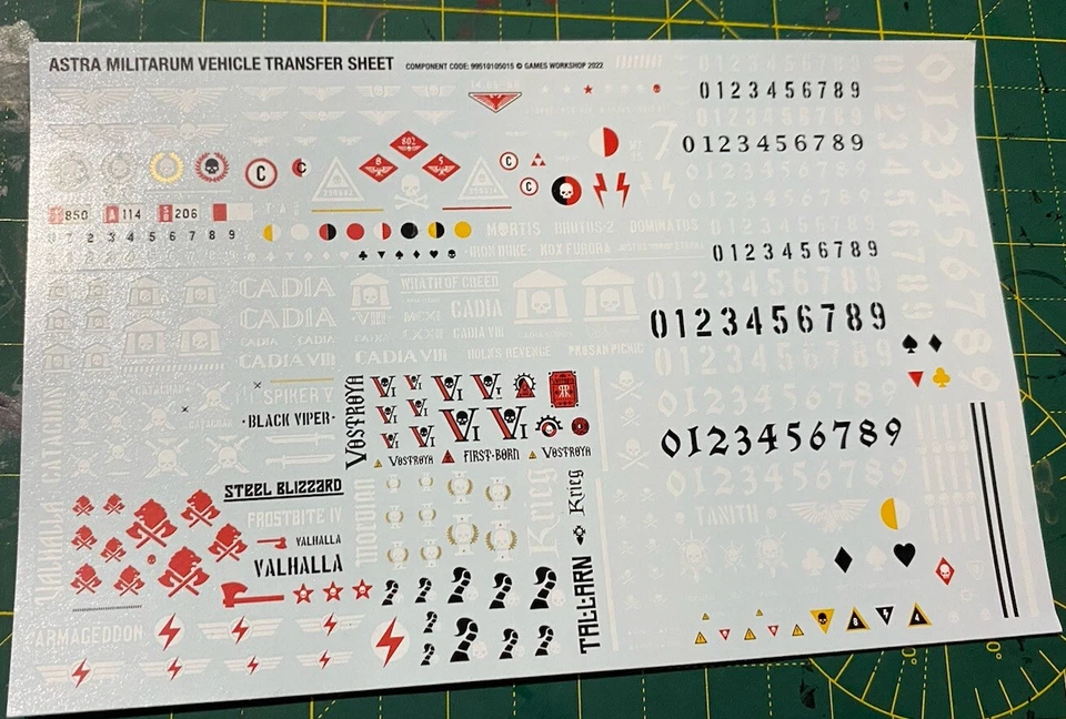 GAMES WORKSHOP Astra Militarum Vehicle Transfer Sheet Warhammer 40k