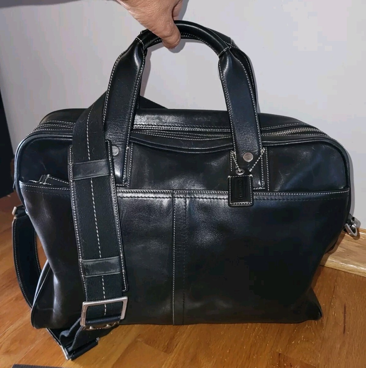 Coach Black Leather Crossbody Briefcase #05A05 | eBay