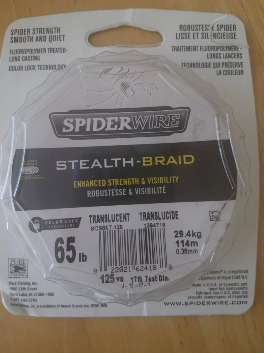 SpiderWire Stealth-Braid 65lb Translucent 114m Fishing Line-Brand
