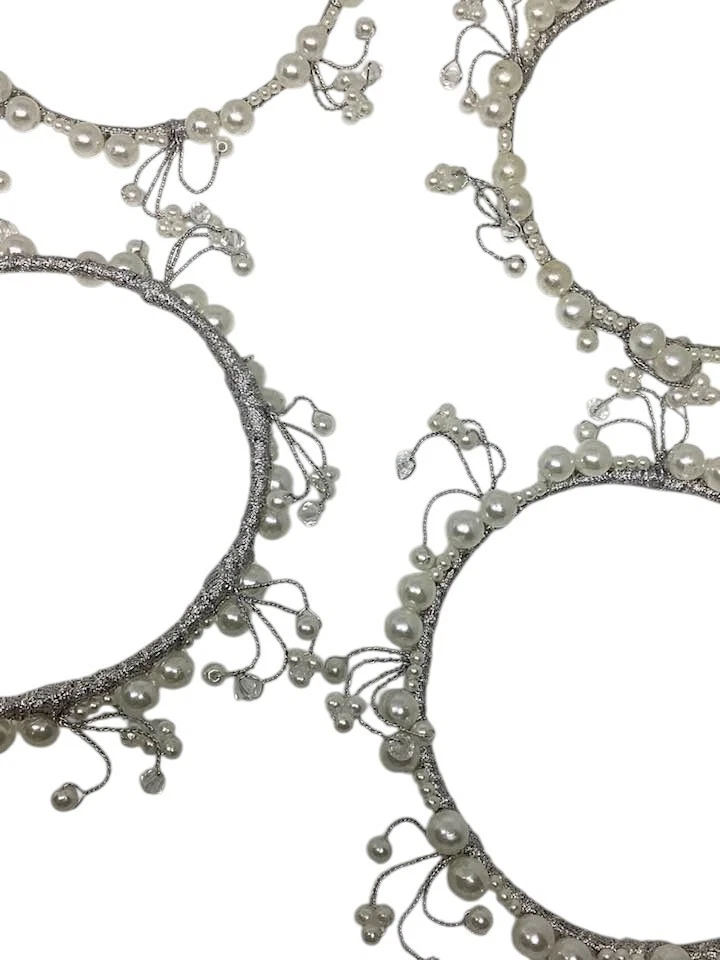 Beads Pearls Candle Rings Wreaths Wire Silver White Wedding Party Decor Lot 10 - Image 4 of 4