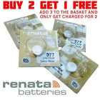 Renata Premium Watch Battery 377 High Power Replacement Gold - ADD 3 - PAY FOR 2
