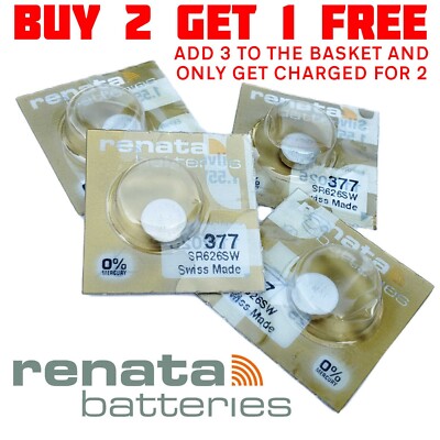 Renata Premium Watch Battery 377 High Power Replacement Gold ADD