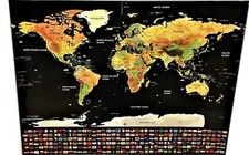 Gently Top Scratch-Off World Map 32x23 Premium Quality Travelers w/U.S States