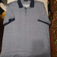 Hart Schaffner Marx Mens Blue Design Polo Mens Size L 100 Cotton