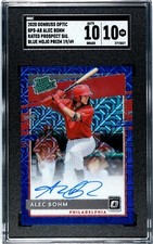 2020 Donruss Optic Alec Bohm BLUE MOJO PRIZM /49 SGC 10 w/10 AUTO RC