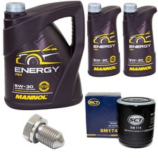 Motoröl Set MANNOL Energy 5W-30 7 Liter + Ölfilter + Schraube für Audi A4 A6 A8