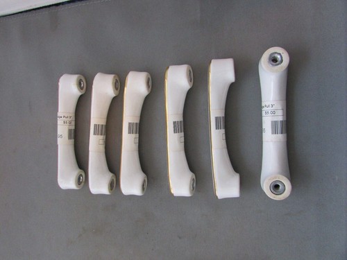 Retro VTG Set of (6) Ceramic 22K Gold Trim Drawer Handles 3" Towne Eaton NOS - Picture 4 of 8