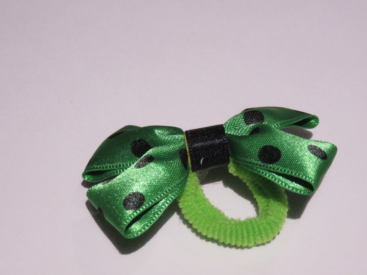 Barrette Cheveux Noeud Papillon Vert Et Noir - Satin, Fabrication Française