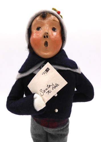 Byers Choice Caroler Junge mit blauem Mantel und Brief an den Weihnachtsmann 1992 Figur 10" - Bild 10 von 14