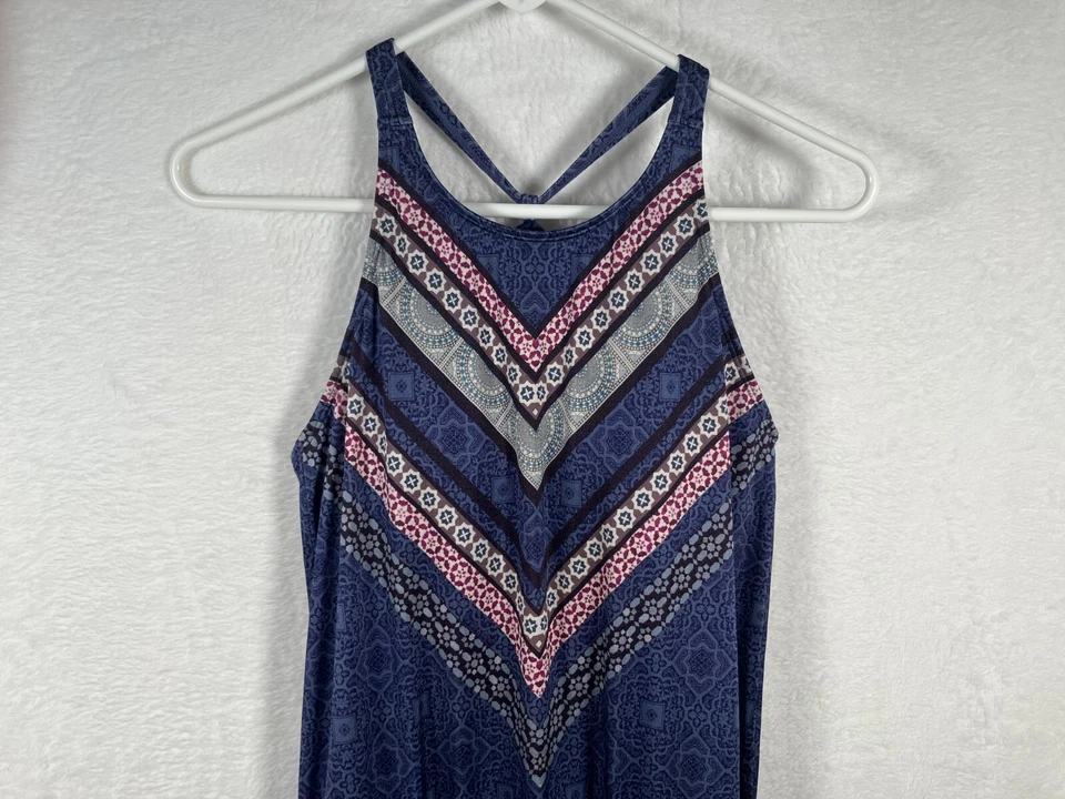 Vestido de Natación ATHLETA Azul Estampado a Rayas Talla Pequeña Tirantes Elástico Playa Cubrir Foto 4 de 4