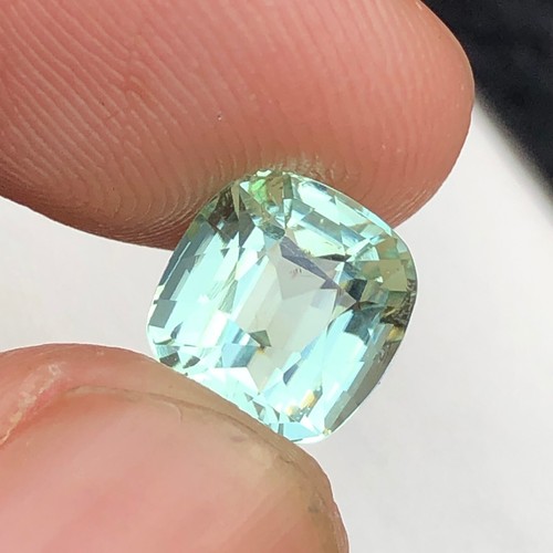 3 CT Natural Cushion Cut Seafoam Color Tourmaline Gemstone Origin Afghanistan - Picture 8 of 13