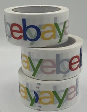 3 Rolls EBay Branded Shipping Tape With Color Logo - 2" x 75 Yards