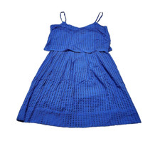 Madewell Women Sz S Blue Eyelet Lace Dress Adjustable Spaghetti Strap Boho Lined