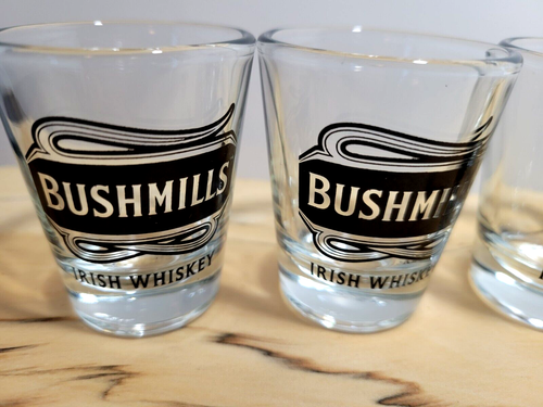 BUSHMILLS IRISH WHISKEY SCHUSSGLÄSER NEU 6ER SET BARWARE KLAR & SCHWARZ - Bild 12 von 13