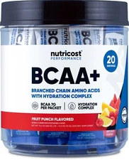 Nutricost BCAA+ Hydration Fruit Punch Flavor (20 Stickpacks) - Gluten-Free