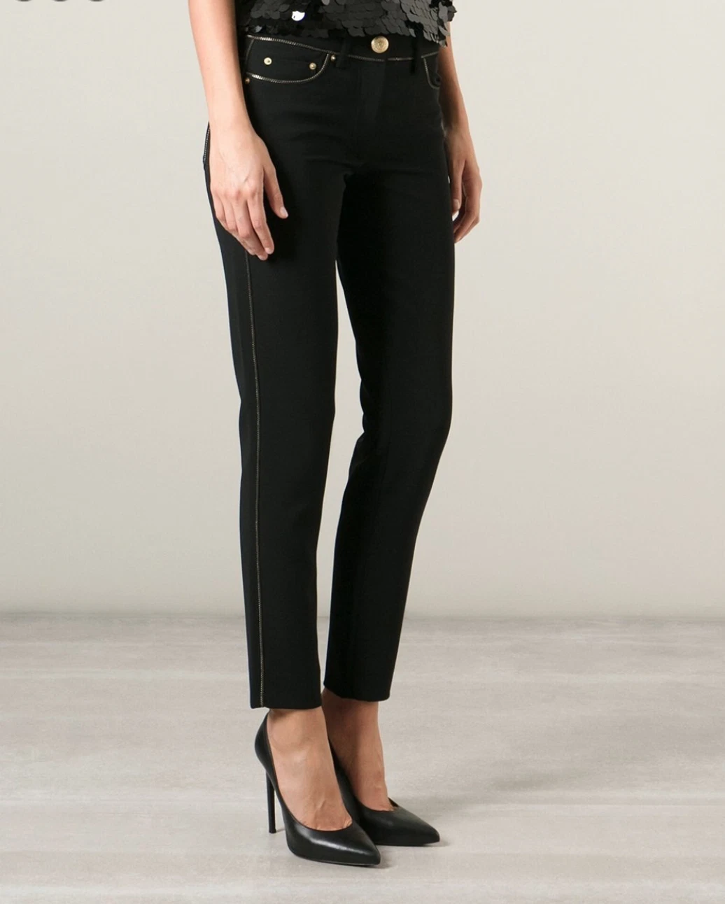 Pantaloni Moschino Couture 8 44 Catena Nero 5 Tasche $1025