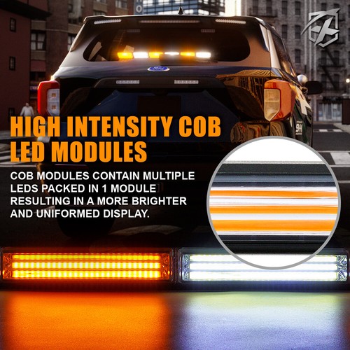Xprite 35" White Amber LED Strobe Traffic Advisor Light Bar Interior Emergency - Bild 2 von 7