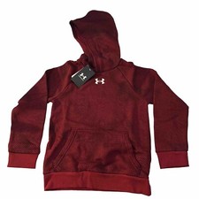 Boys Under Armour Rival Fleece Printed Hoodie Dark Maroon/White Sz S MSRP 45 
