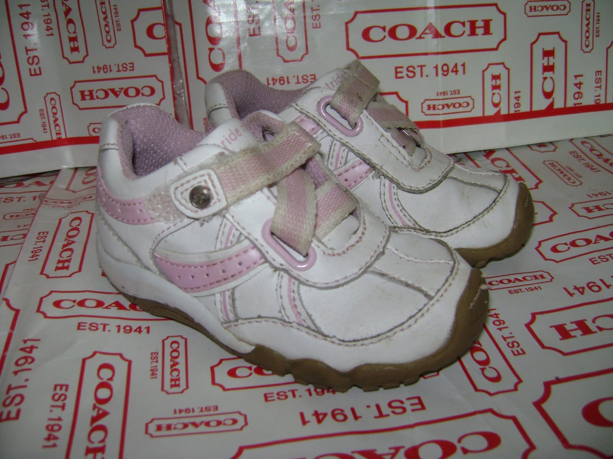 STRIDE RITE CARISSA TODDLER GIRLS SHOES SNEAKERS size 4 M WHITE PINK LEATHER