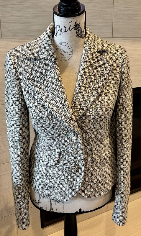$129 NWT ANN TAYLOR LOFT Blazer Jacket Cream Brown Blue  BEAUTIFUL!!