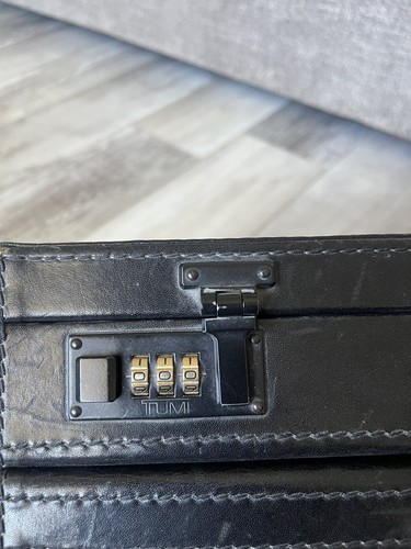 Tumi Vintage Black Leather Briefcase Combination Locks Lawyer Business Patina - Picture 12 of 12